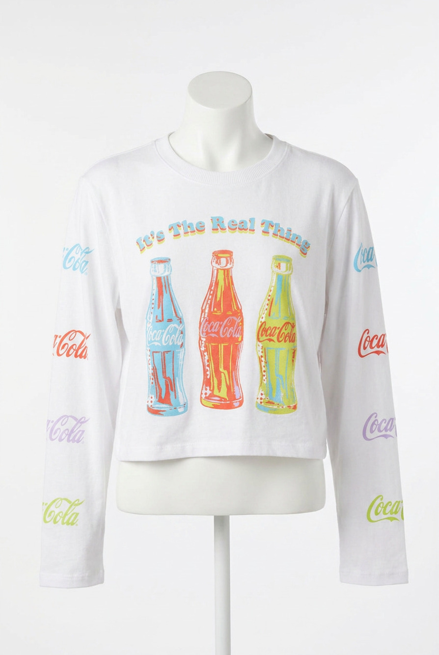 NEW CHASER coca cola neon pop art top in white
